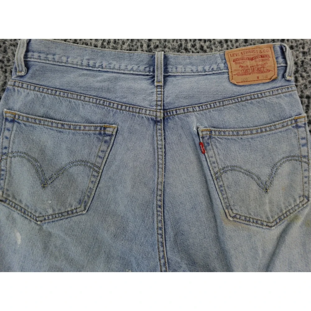 Levi's Mens Light Wash Distressed Denim Jean Shorts With Paint‎ Splatter Size 34